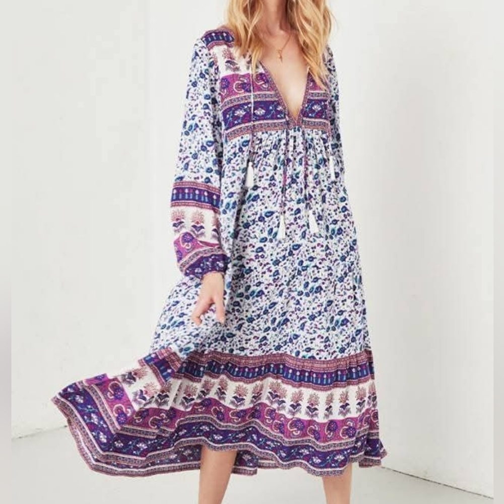 🌿 Spell Designs Gypsy Love Boho Midi Dress – Size M